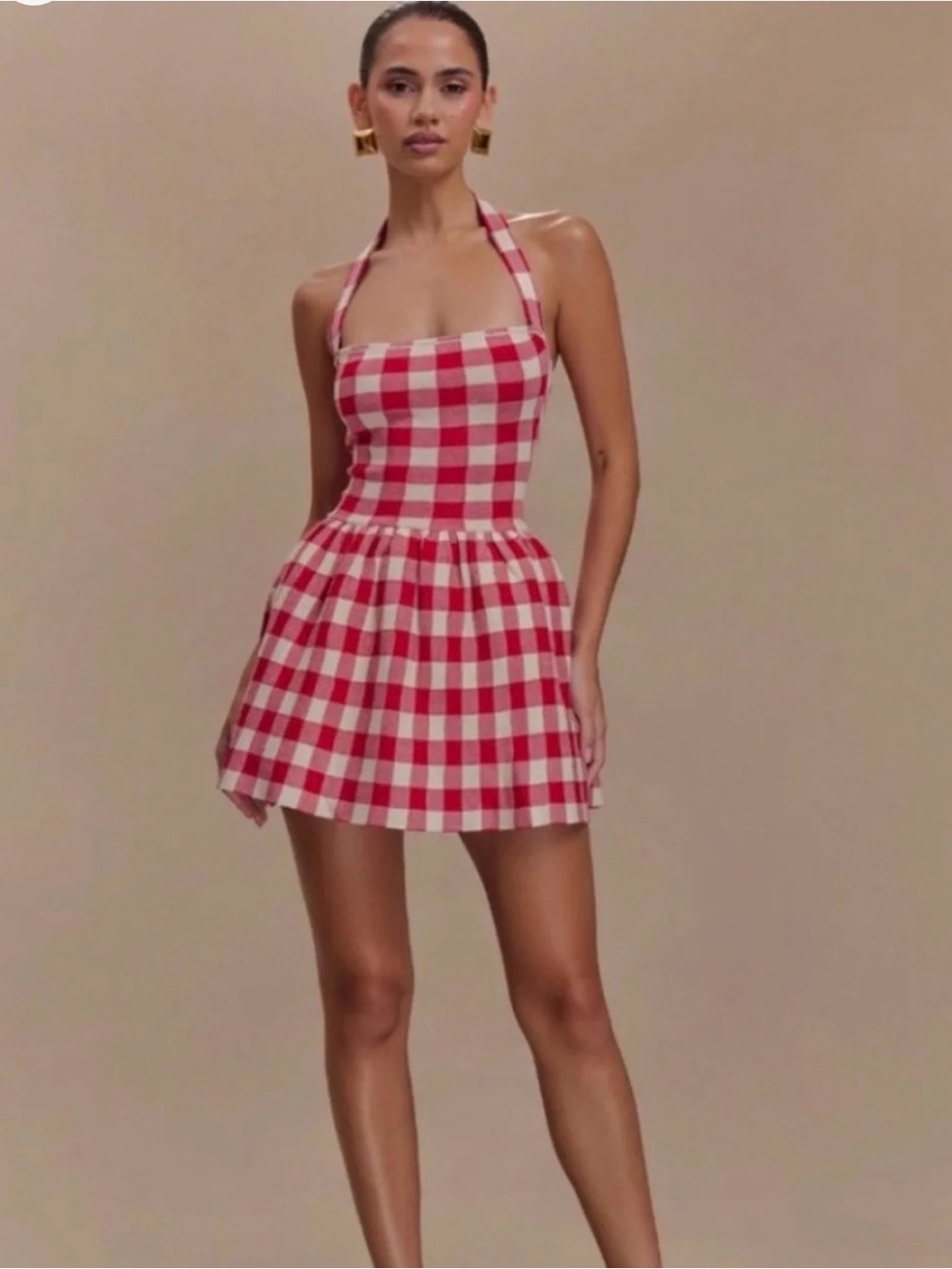 Meshki Lindsay Halter Knit Mini Dress
